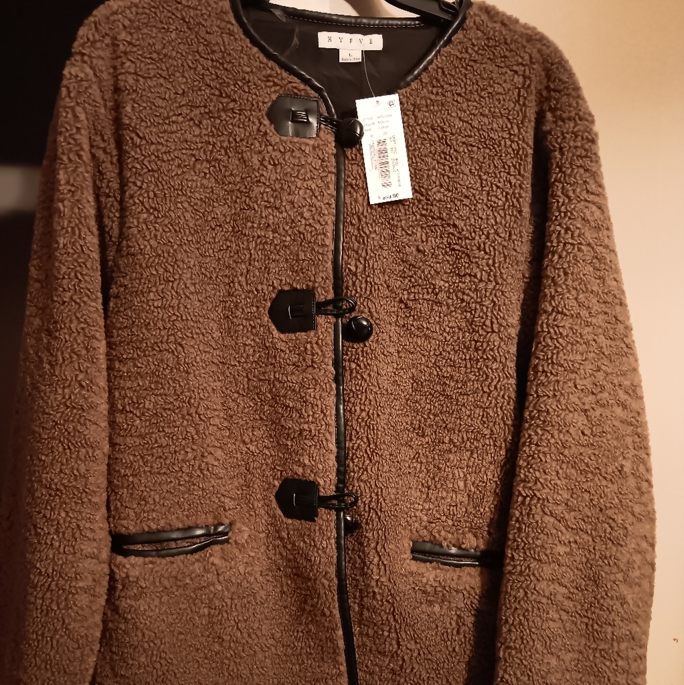 Womens/juniors Brown Faux Shearling Jacket by hyfve size large nwt